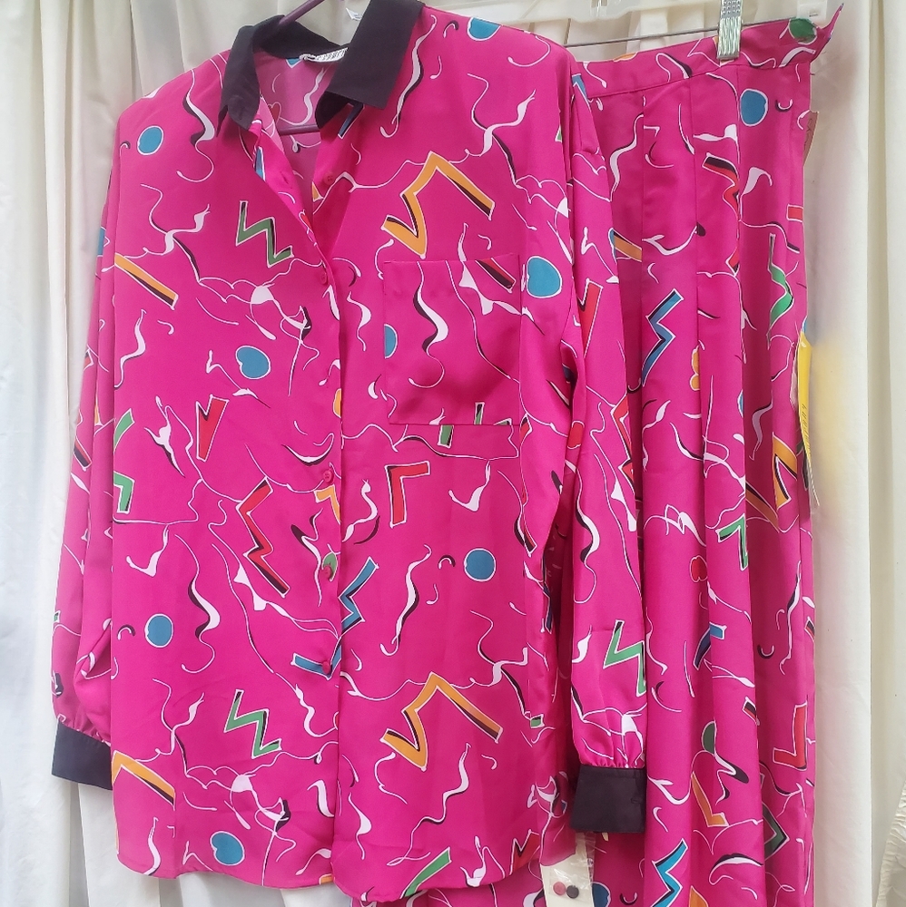 Vintage 80s NOS SK & Company Shirt Skirt Set 12